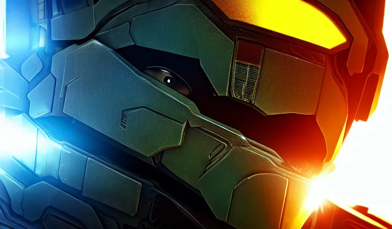 Image similar to cyberpunk halo helmet on space, close shot, reflection, epic, dramatic, cinematic, award winning, ultra detailed, realistic, 8k,