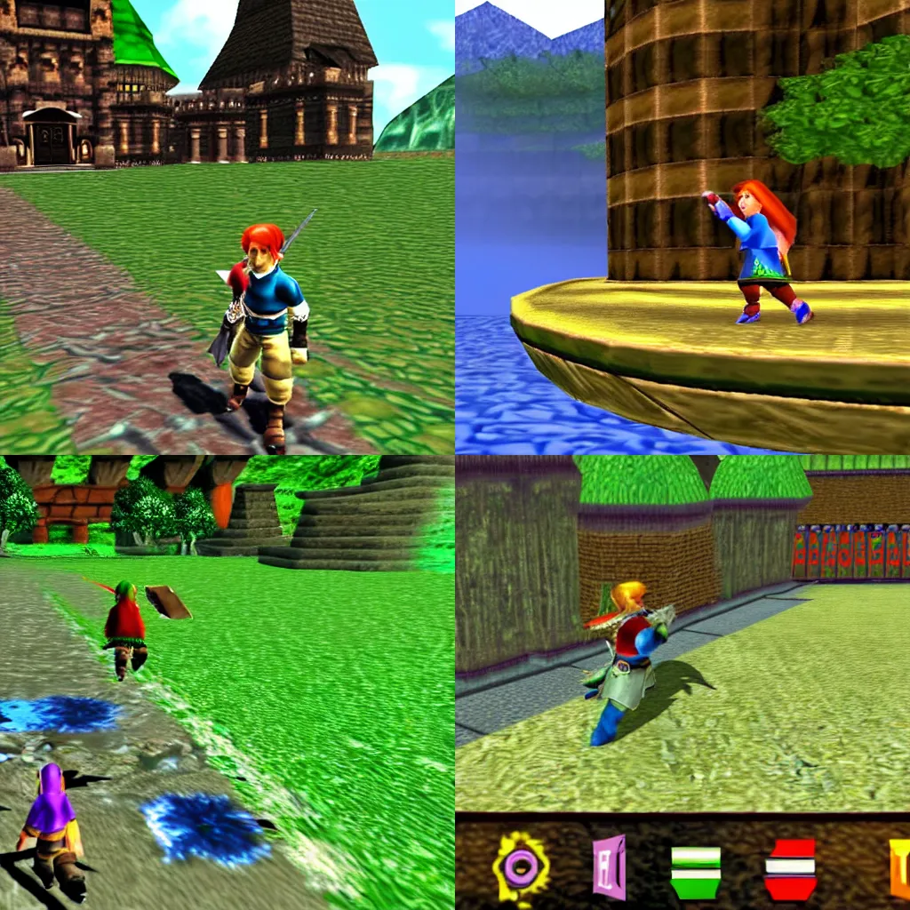 Prompt: a screenshot from the game ocarina of time for the nintendo 64