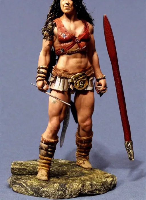 Prompt: Images on the store website, eBay, Full body, Miniature of a very muscular female barbarian warrior with club