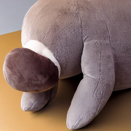 Image similar to a walrus plush. beautifully made, detailed, cute, soft. high quality, studio lighting, product image