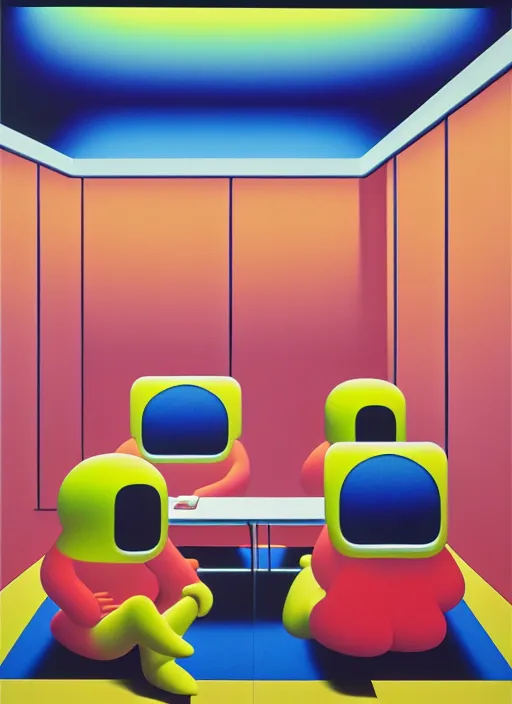 Image similar to office room by shusei nagaoka, kaws, david rudnick, airbrush on canvas, pastell colours, cell shaded, 8 k