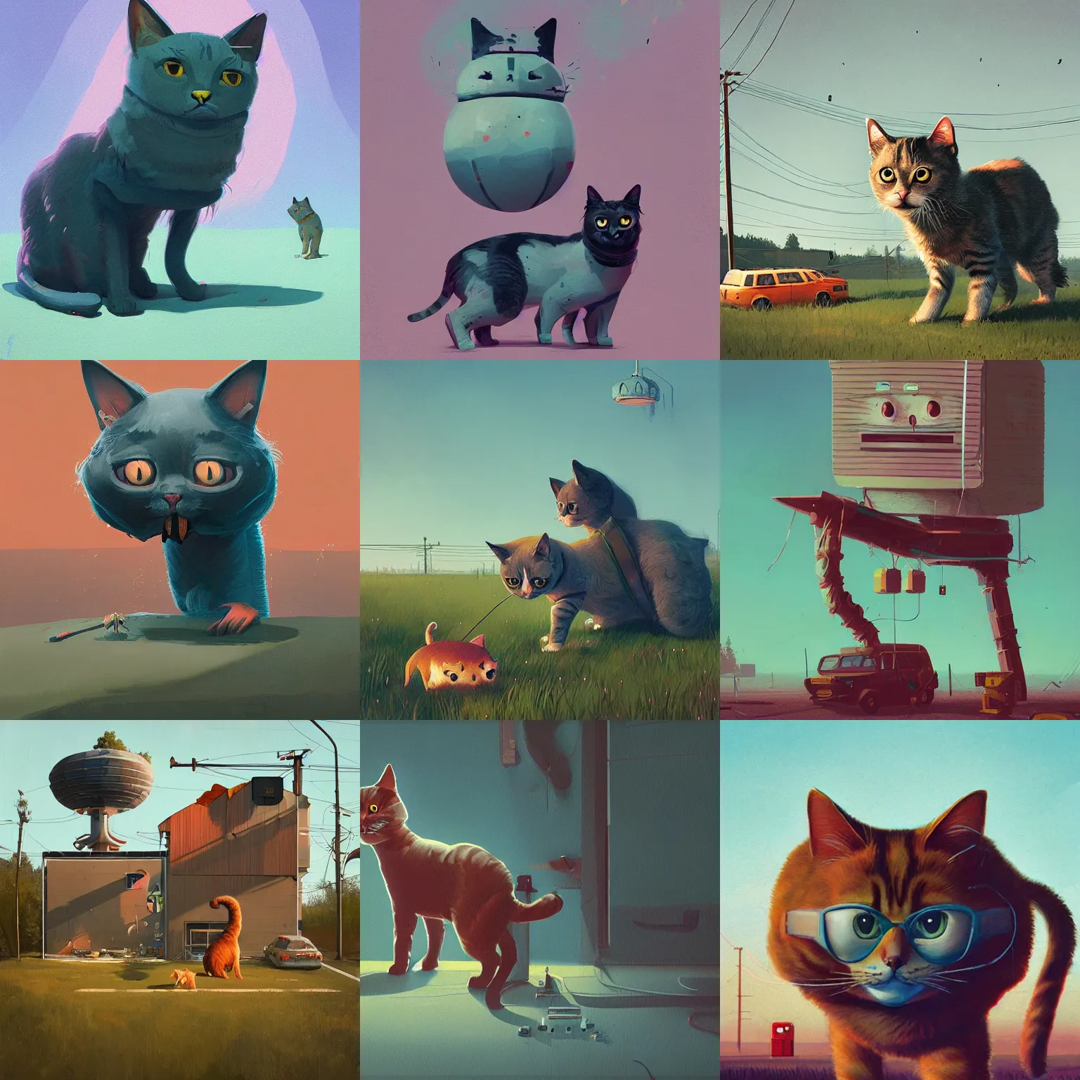 Prompt: cat cute stalenhag simon by