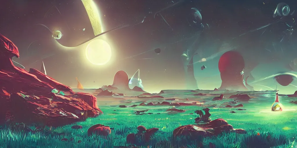 Image similar to no mans sky concept art of alien race, cute, adorable