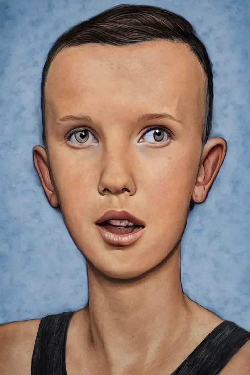 Prompt: millie bobby brown made out of beans, portrait photography