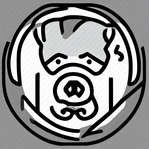 Image similar to clean, sharp, vectorized logo of a pig's head in an astronaut helmet, company logo, trending, icon, modern and minimalist