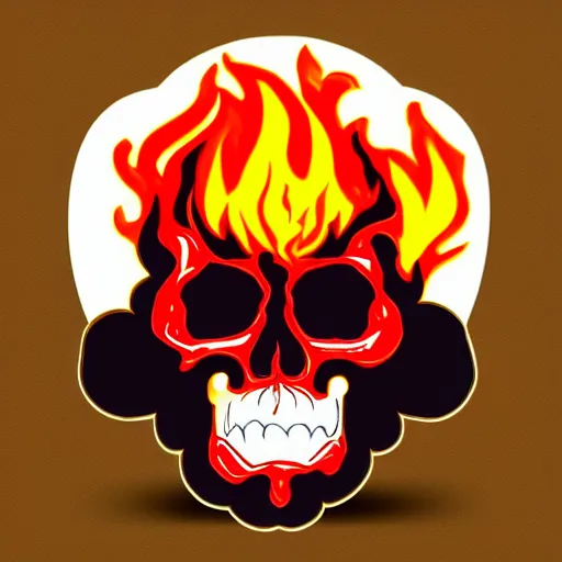 Image similar to a highly detailed retro minimalistic menacing clean skull with fire flame enamel pin, hd, concept art, artstation, deviantart