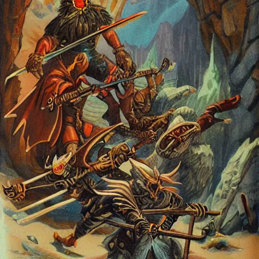 Prompt: dungeons and dragons illustration vintage highly detailed