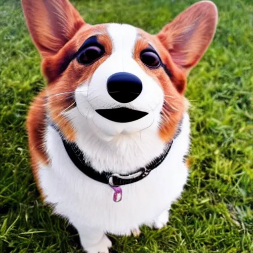 Prompt: a corgi with a moustache