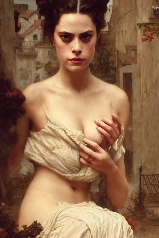 Prompt: courtesan kaya scodelario, traditional corsican, intricate, highly detailed, artstation, illustration, jurgens, rutkowski, bouguereau