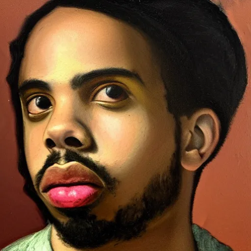 Image similar to a renaissance style portrait painting of earl sweatshirt