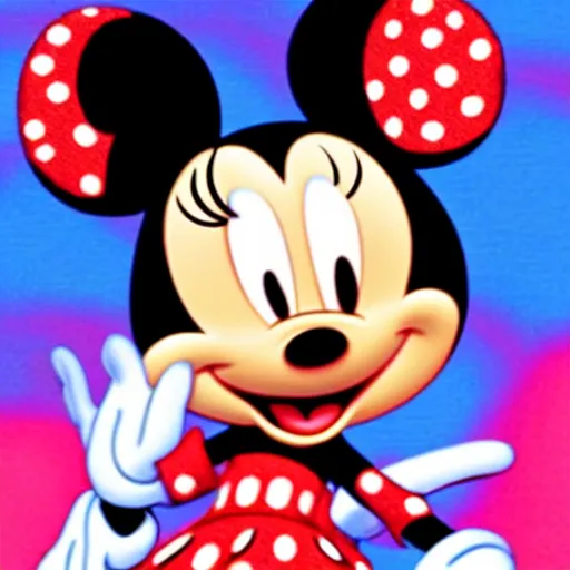 Image similar to minnie mouse having a psychedelic dmt mushroom lsd trip