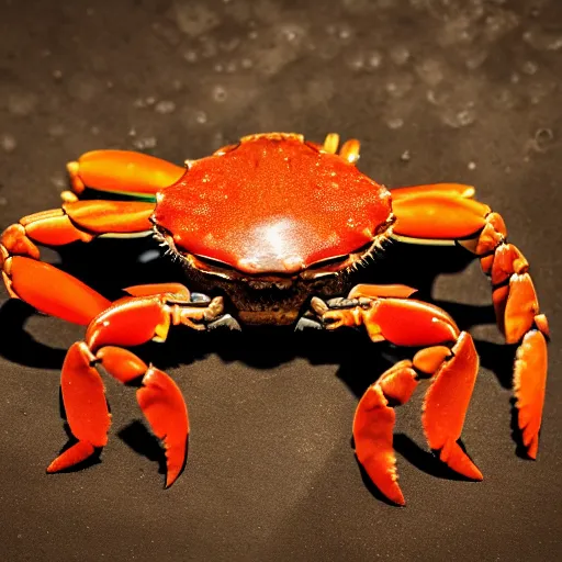 Prompt: “photograph of a crab made out of orange agate, beautiful, hd, highly detailed, 8k”