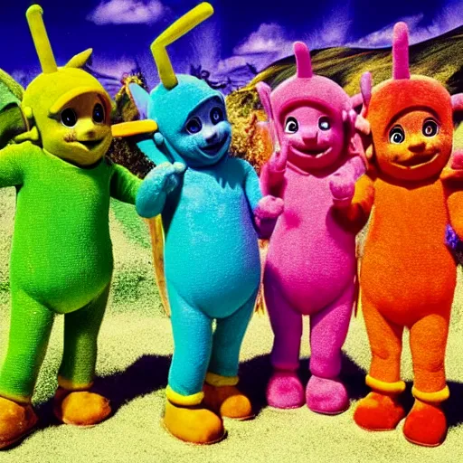 Image similar to Teletubbies neon surf