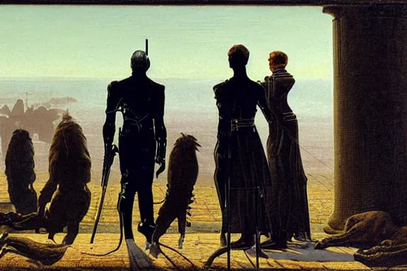 Image similar to cyborgs by caspar david friedrich