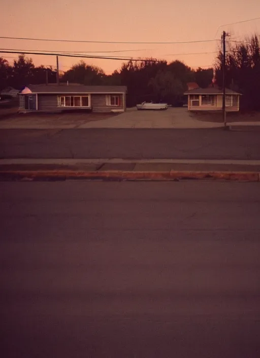 Image similar to a detailed photographic render of a 1 9 5 0 s american suburb at sunset by todd hido, photoreal, 4 k