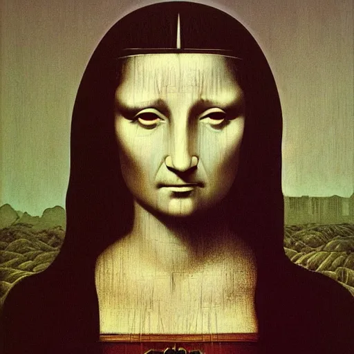 Prompt: monalisa by ZDZISŁAW BEKSIŃSKI