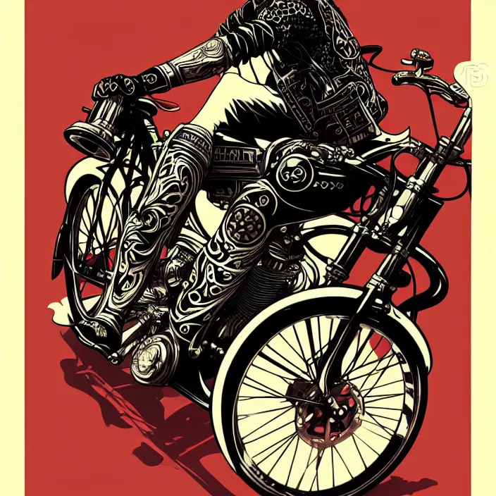 Image similar to Dangerous Biker illustration, vector art style, medium shot, intricate, elegant, highly detailed, digital art, ffffound, art by JC Leyendecker and sachin teng