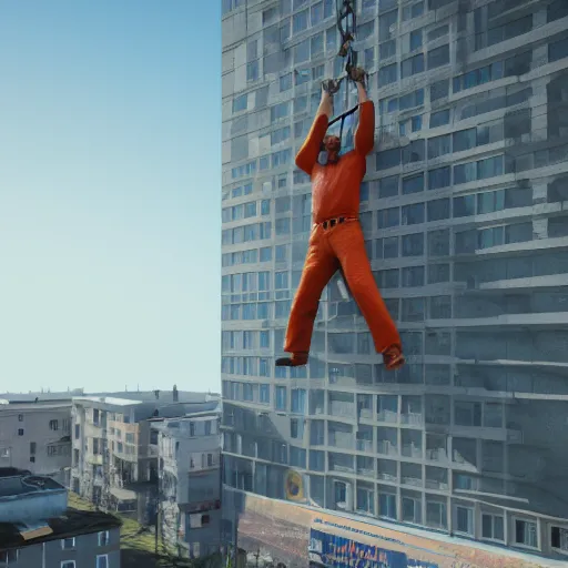 Prompt: unbelievable picture of man lifting an entire building 4 k 3 d render on maya blender trending on artstation