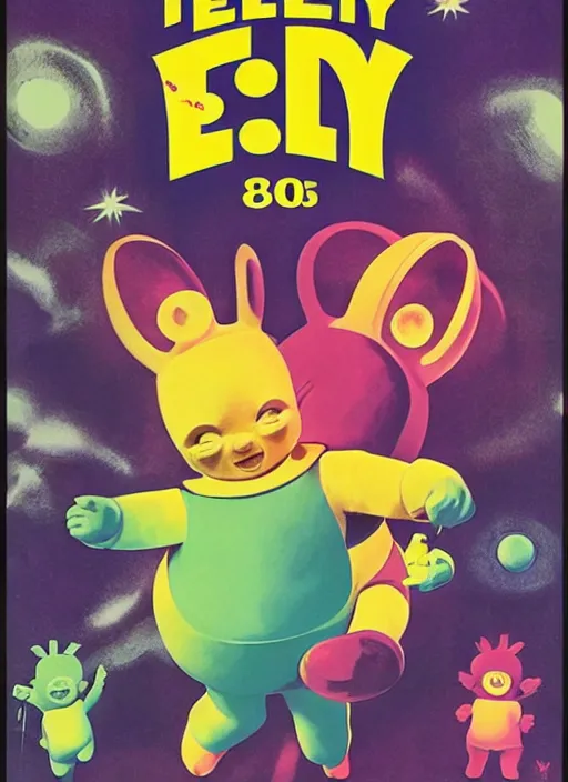 Image similar to teletubbies horror movie poster, high details, minimalist, by vincent di fate, artgerm julie bell beeple, 1960s, vintage 60s print, screen print