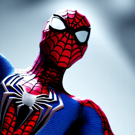 Prompt: futuristic spiderman opening his mask ,highly detailed, 4k, HDR, award-winning, artstation, octane render