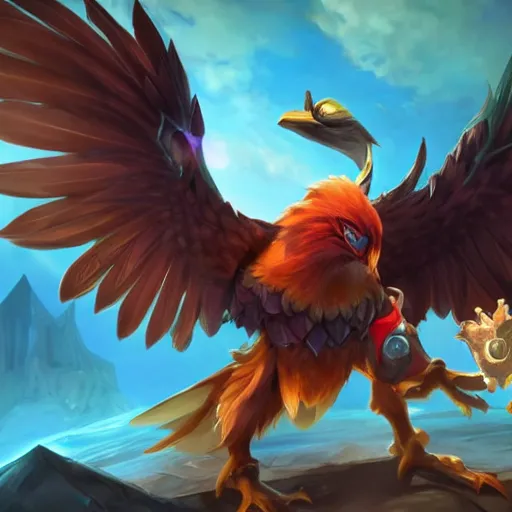 Prompt: giant bird as a league of legends character