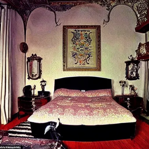 Image similar to a cozy bedroom decorated by salvador dali, detailed, high resolution, wow!, intricate