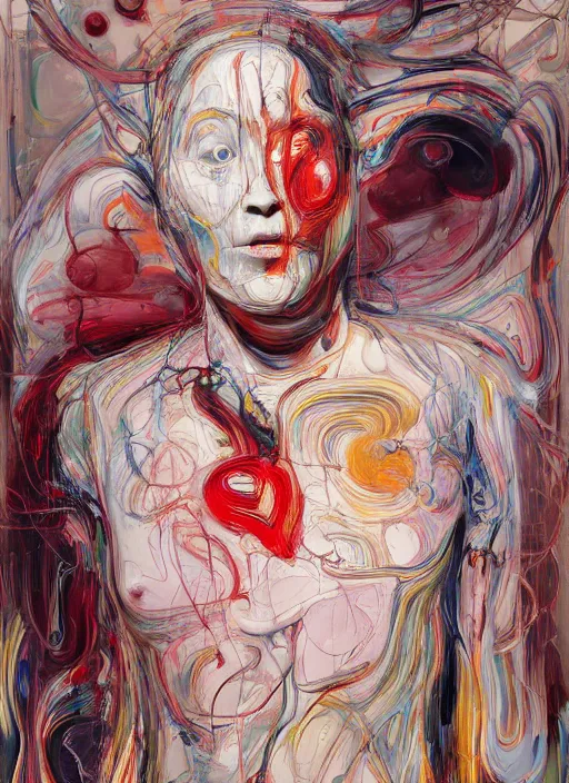 Image similar to it is only with the heart that one can see rightly ; what is essential is invisible to the eye. full body by jenny saville, scifi, neo - gothic, intricate, rich deep colors. part by james jean, part by adrian ghenie and gerhard richter.