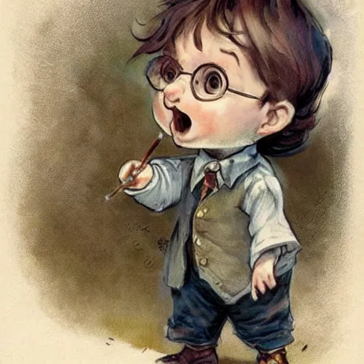 Prompt: ( ( ( ( ( 1 9 5 0 s cute chibi baby harry potter. muted colors. ) ) ) ) ) by jean - baptiste monge!!!!!!!!!!!!!!!!!!!!!!!!!!!