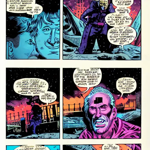 Prompt: A splash panel by Alan Moore for Watchmen