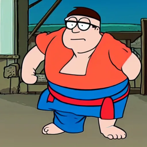 Image similar to peter griffin doing a karate move