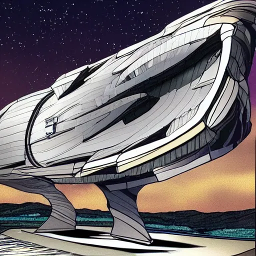 Prompt: a big weird spaceship