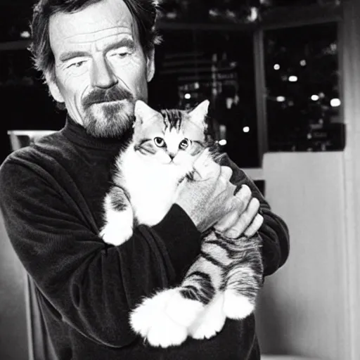 Image similar to Bryan Cranston holding a kitty, photo