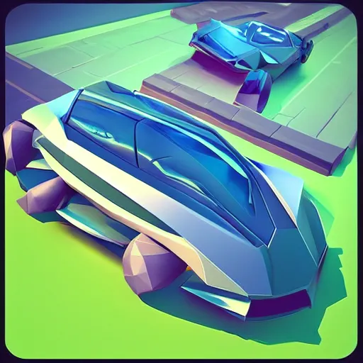 Prompt: futuristic car lowpoly 2 d artstyle game asset