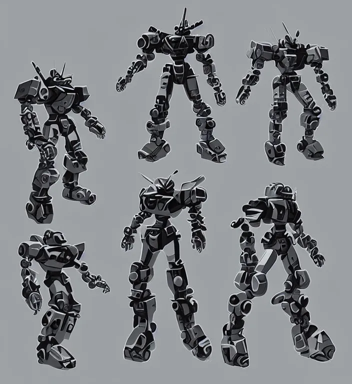 Prompt: monochromatic color scheme!! game asset of cyborg exploration of shapes and forms, pixel art, in the style of richard schmidbauer, autumn rain turkel, vijay jayant props, stylized, 2 d sprites, kitbash, gundam, titanfall, armored core, zone of the enders, artstation, pinterest, deviantart