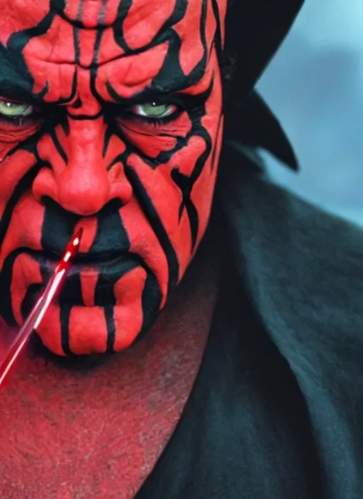 Prompt: film still of jack nicholson as darth maul in the new star wars movie, 4 k