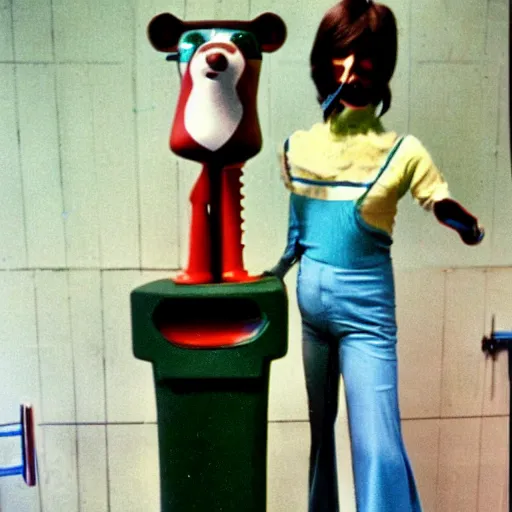 Image similar to animatronic from the 70s, color photo from the 70s