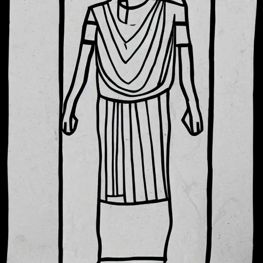 Image similar to simple line art outline of a 30 year old man in ancient Canaanite clothing