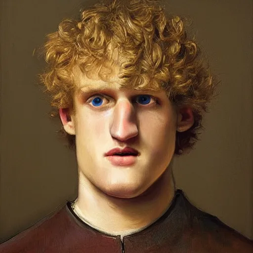 Prompt: A portrait painting of Logan Paul by Rembrandt van Rijn