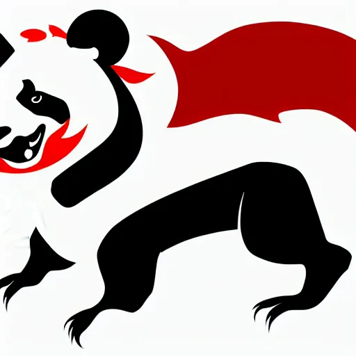 Image similar to vector art of welsh dragon and cute panda mixed, intercrossed, chimera, welsh flag, adobe illustrator