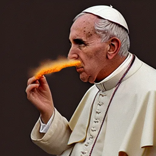 Prompt: a photo of Pope John Paul 2 smoking a blunt, photorealistic, high definition