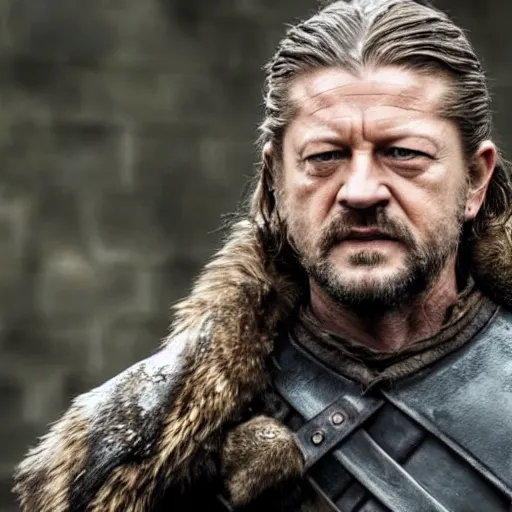 Image similar to Photograph of Ned Stark from Game of Thrones played by actor Tom Hardy