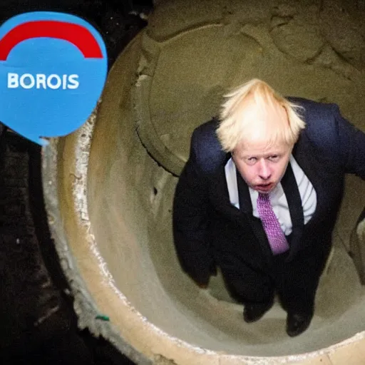 Image similar to photo of boris johnson lost in the sewers