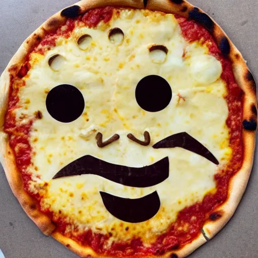 Prompt: Pizza with a face