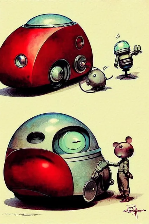 Image similar to ( ( ( ( ( comic of a 1 9 5 0 s retro future android robot fat robot mouse wagon. muted colors., ) ) ) ) ) by jean - baptiste monge,!!!!!!!!!!!!!!!!!!!!!!!!! chrome red