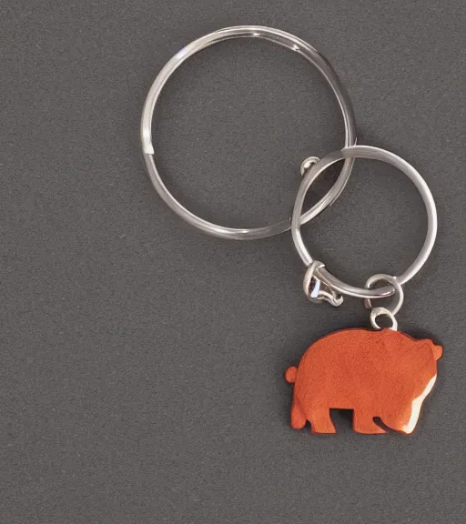 Image similar to keychain of a bear and a salmon