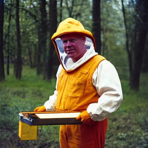 Prompt: doug ford in a beekeepers outfit cinestill, 8 0 0 t, 3 5 mm, full - hd