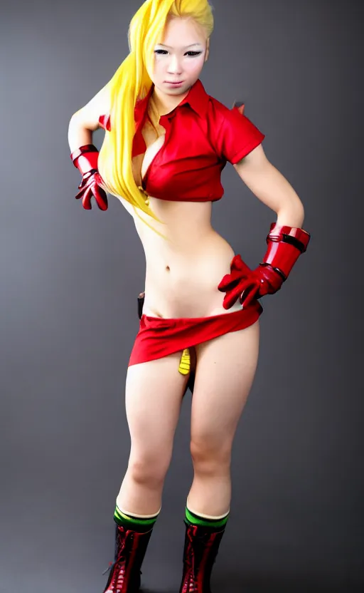 Image similar to cosplaying as cammy from street fighter, professional photo, trending on deviantart