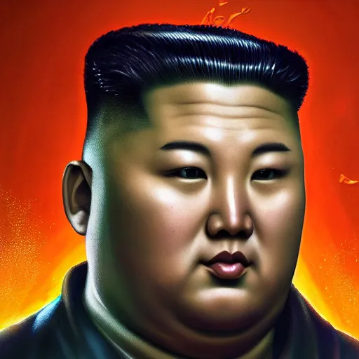 Image similar to portrait of kim - jong un as buddha, league of legends amazing splashscreen artwork, gears of war, splash art, natural light, elegant, photorealistic facial features, intricate, fantasy, detailed face, atmospheric lighting, anamorphic lens flare, cinematic lighting, league of legends splash art, hd wallpaper, ultra high details by greg rutkowski