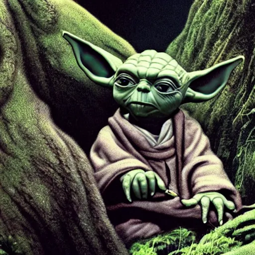 Image similar to yoda in a photo realistic nature show