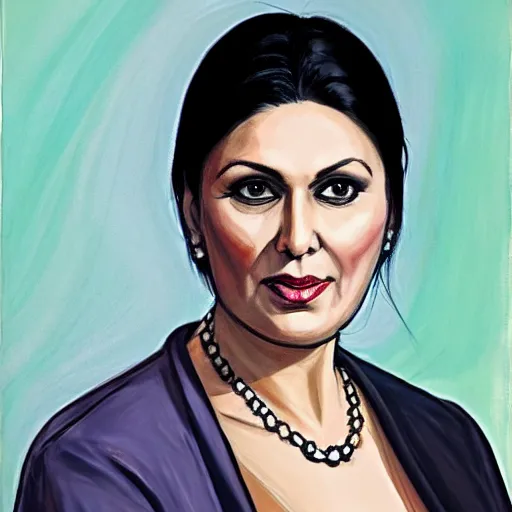 Image similar to priti patel by Wayne Barlow